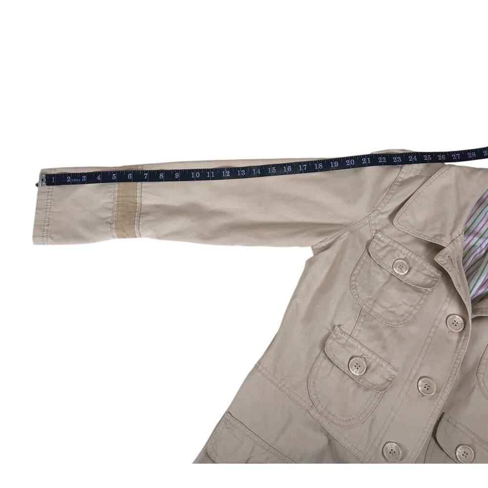 Tulle Trench Coat Women’s Medium Khaki Utility Cargo Cotton Vintage Inspired - Picture 9 of 9
